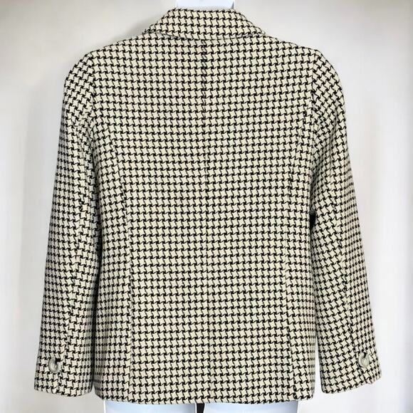 Linea by Louis Dell’Olio Y2K Houndstooth Blazer L Black Ivory Wool Blend Classic - Picture 6 of 8